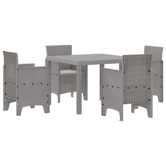 5-teiliges Garten Essgruppe mit Kissen Hellgrau Poly Rattan