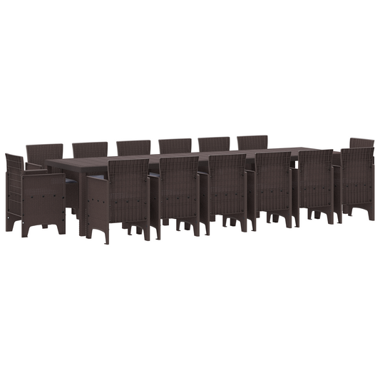15-teilige Garten Essgruppe mit Kissen Braun Poly-Rattan