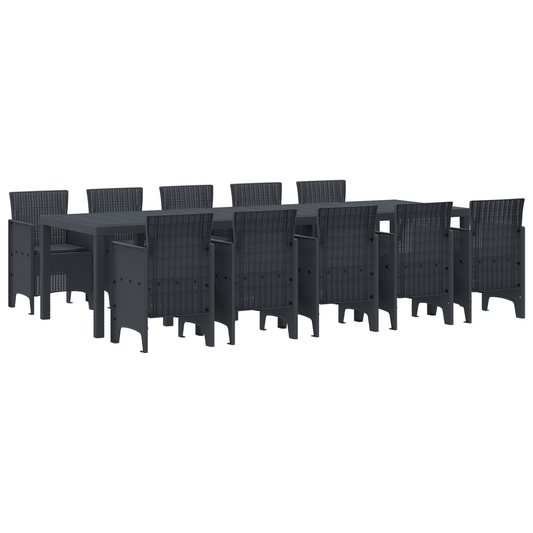 11-teiliges Garten Essgruppe mit Kissen Anthrazit Poly-Rattan