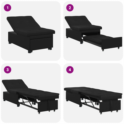 Schlafsofa mit Kissen Schwarz 67 x 194 x 82 cm Sperrholz