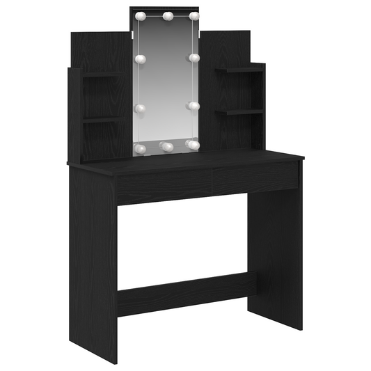 Schminktisch mit Regal Schwarz Eichen-Optik 96 x 40 x 142 cm