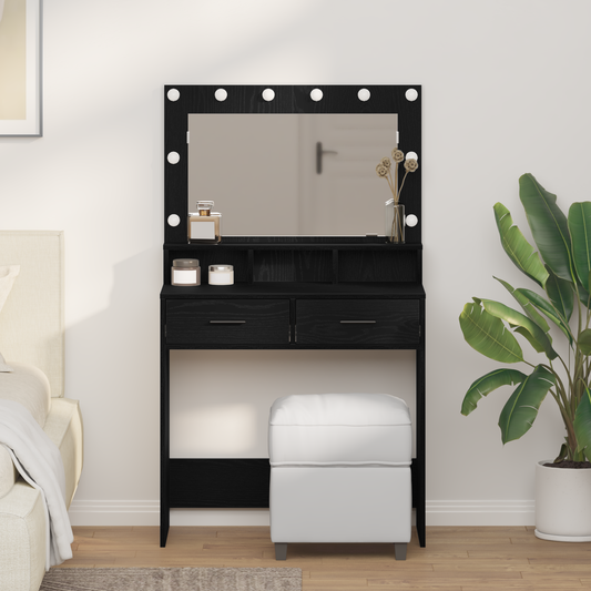 Schminktisch mit Regal Schwarz Eichen-Optik 79 x 41 x 135 cm