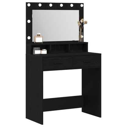 Schminktisch mit Regal Schwarz Eichen-Optik 79 x 41 x 135 cm