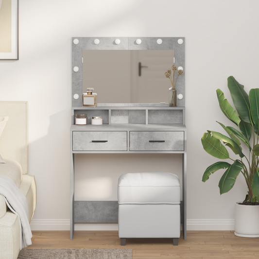 Schminktisch mit Regal Betongrau 79 x 41 x 135 cm Holzwerkstoff