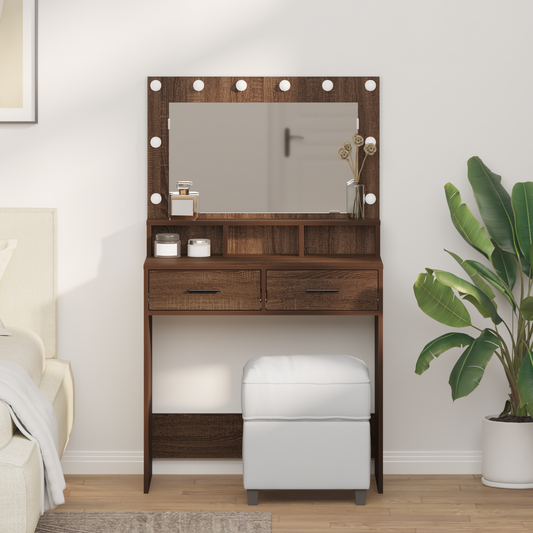 Schminktisch Braun Eichen-Optik 79 x 41 x 135 cm Holzwerkstoff