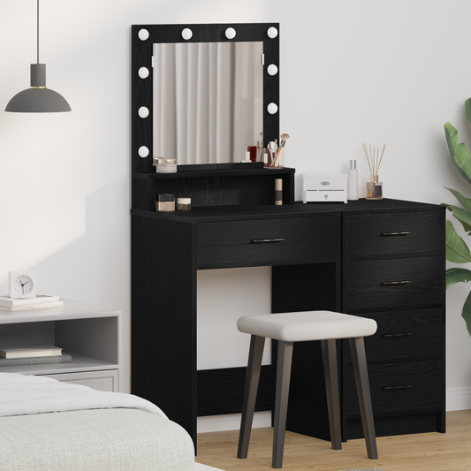 Schminktisch mit Regal Schwarz Eichen-Optik 50 x 41 x 135 cm