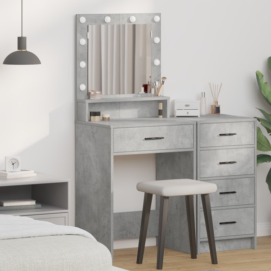 Schminktisch mit Regal Betongrau 50 x 41 x 135 cm Holzwerkstoff