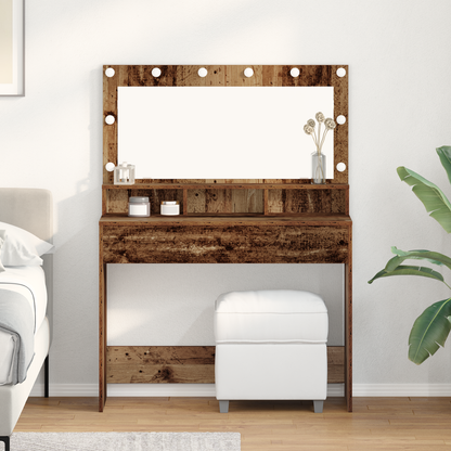 Schminktisch mit Regal Altholz 100 x 41 x 135 cm Holzwerkstoff