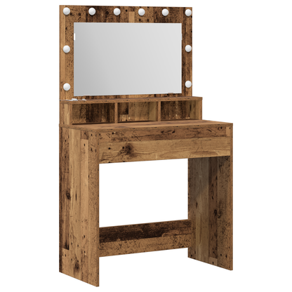 Schminktisch mit Regal Altholz 79 x 41 x 135 cm Holzwerkstoff