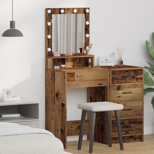 Schminktisch mit Regal Altholz 50 x 41 x 135 cm Holzwerkstoff