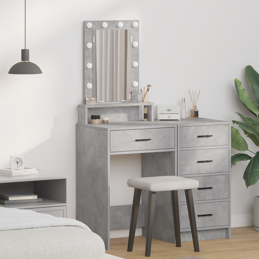 Schminktisch mit Schubladen Grau 50 x 41 x 140 cm Holzwerkstoff