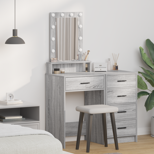 Schminktisch mit Schubladen Grau 50 x 41 x 140 cm Holzwerkstoff