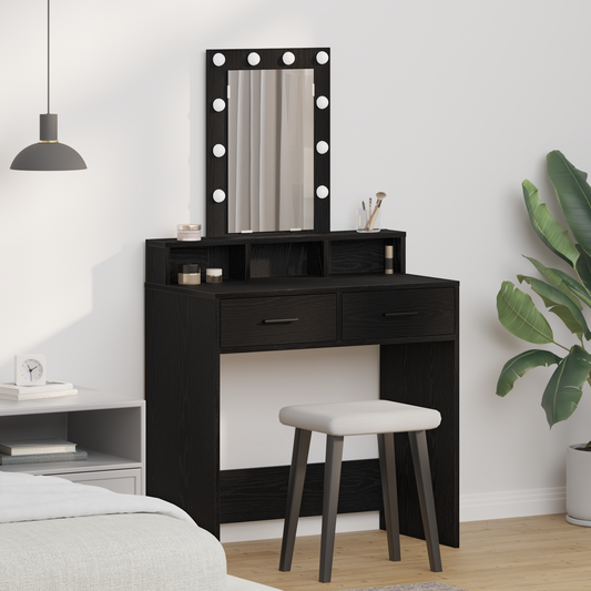 Schminktisch mit Spiegel Schwarz 79 x 41 x 140 cm Holzwerkstoff
