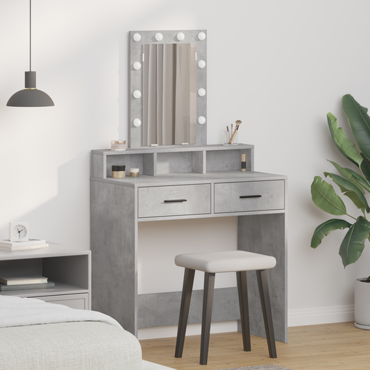 Schminktisch mit Schubladen Grau 79 x 41 x 140 cm Holzwerkstoff
