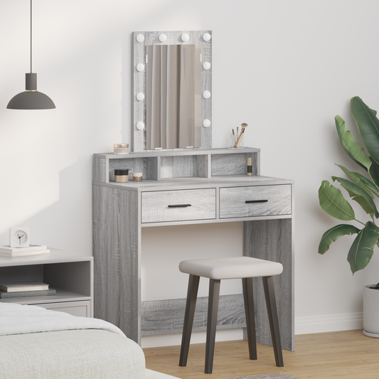 Schminktisch mit Schubladen Grau 79 x 41 x 140 cm Holzwerkstoff
