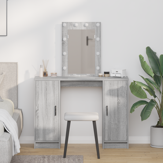 Schminktisch mit Speicher Grau 102 x 33 x 135 cm Holzwerkstoff