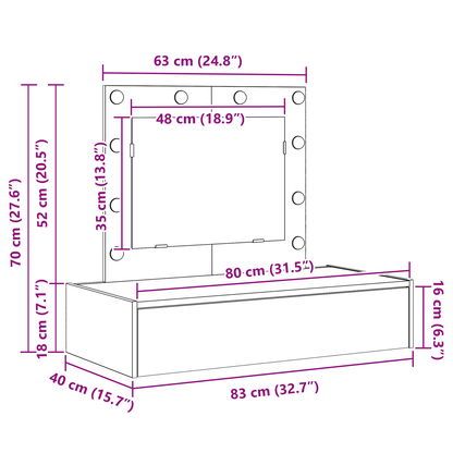 Schminktisch mit Schubladen Braun 83 x 40 x 70 cm Holzwerkstoff