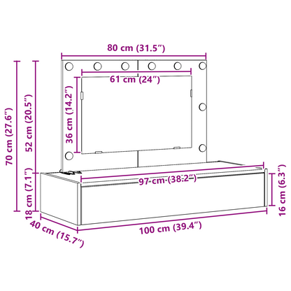 Schminktisch mit Schubladen Weiß 100 x 40 x 70 cm Holzwerkstoff
