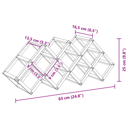 Weinregal Schwarz 63 x 16.5 x 25 cm Pulverbeschichteter Stahl
