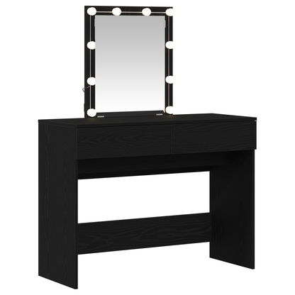 Schminktisch Schwarz Eichen-Optik 100 x 40 x 130 cm