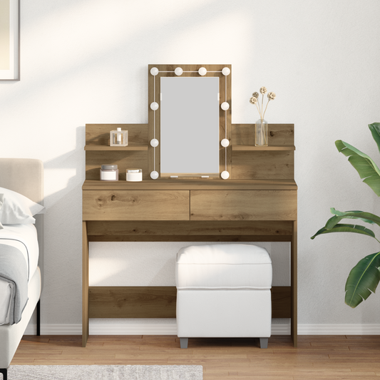 Schminktisch Eiche handwerklich 100 x 40 x 130 cm Holzwerkstoff