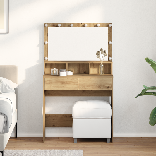Schminktisch mit Regal Eiche handwerklich 80 x 41 x 134,5 cm