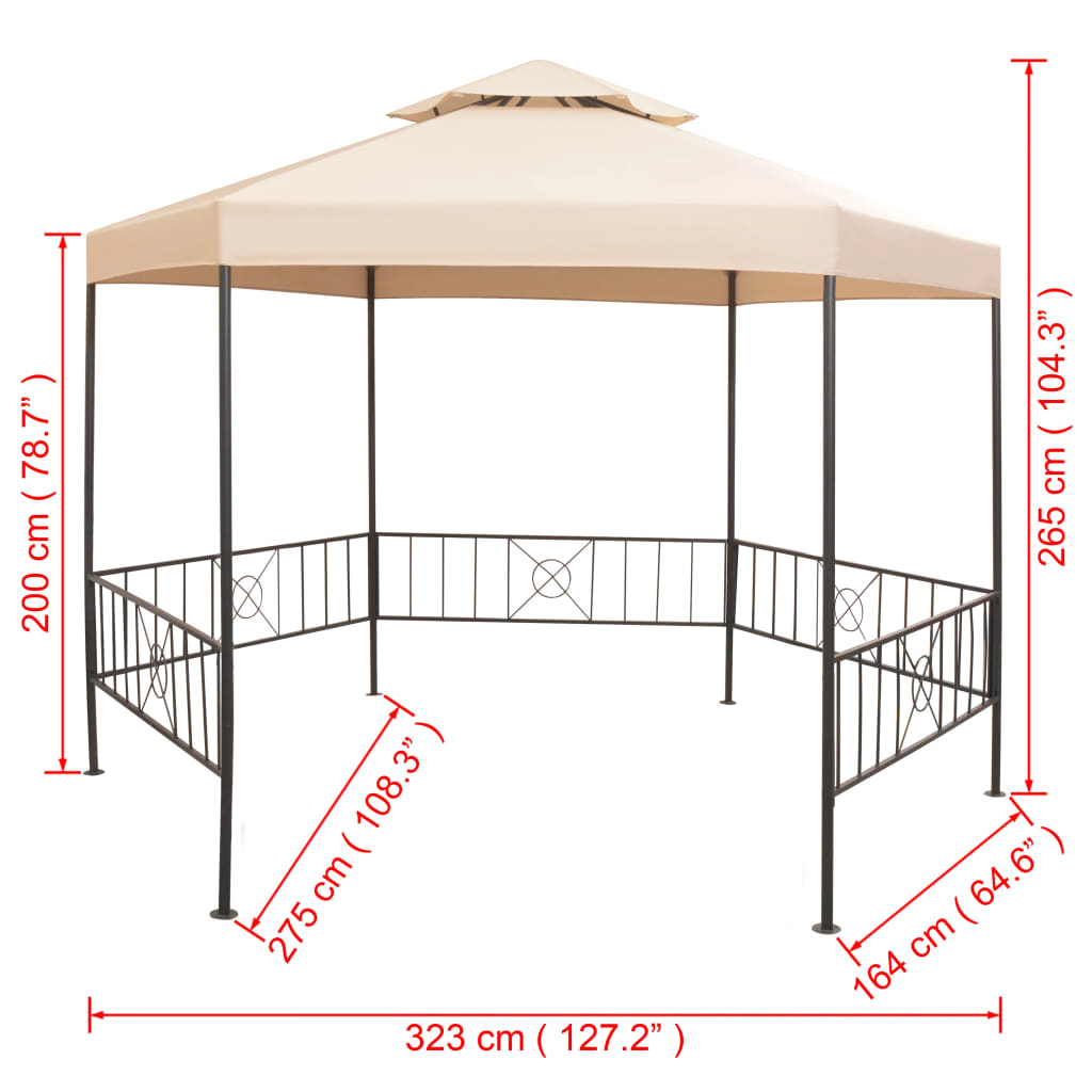 Gartenpavillon Partyzelt Hexagonal Beige 323x265 cm