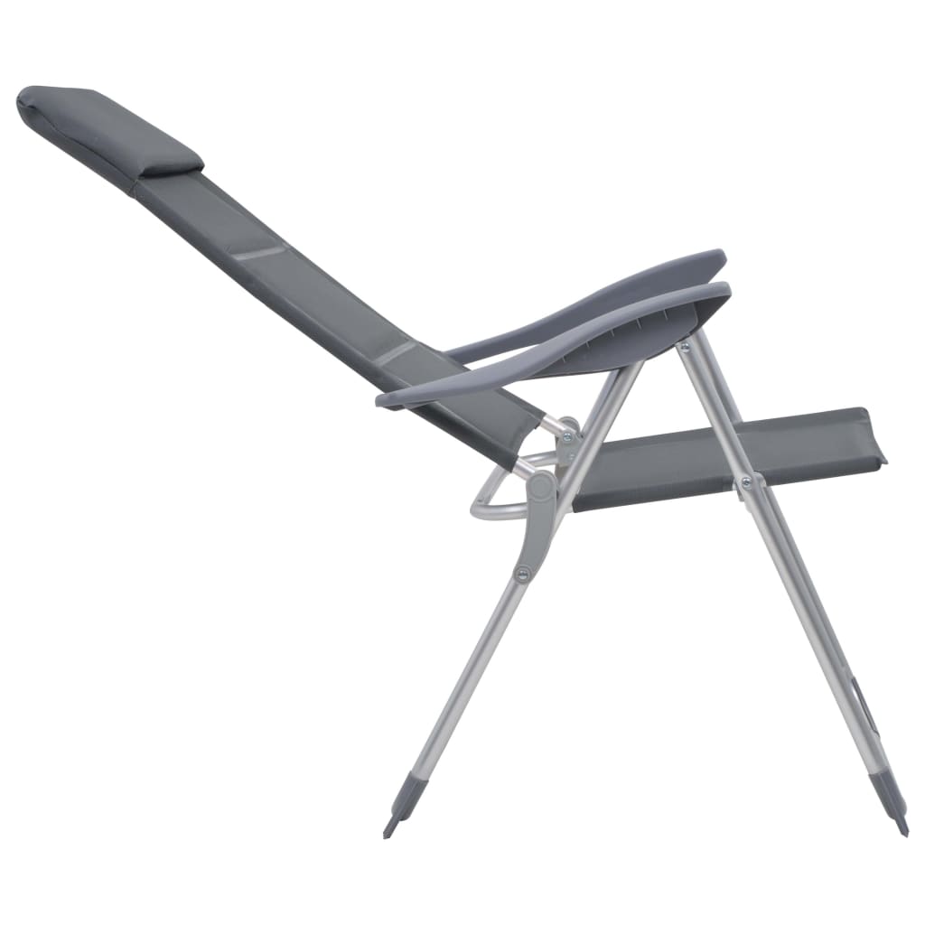 Campingstuhl 2 Stk. Grau 58 x 69 x 111 cm Aluminium