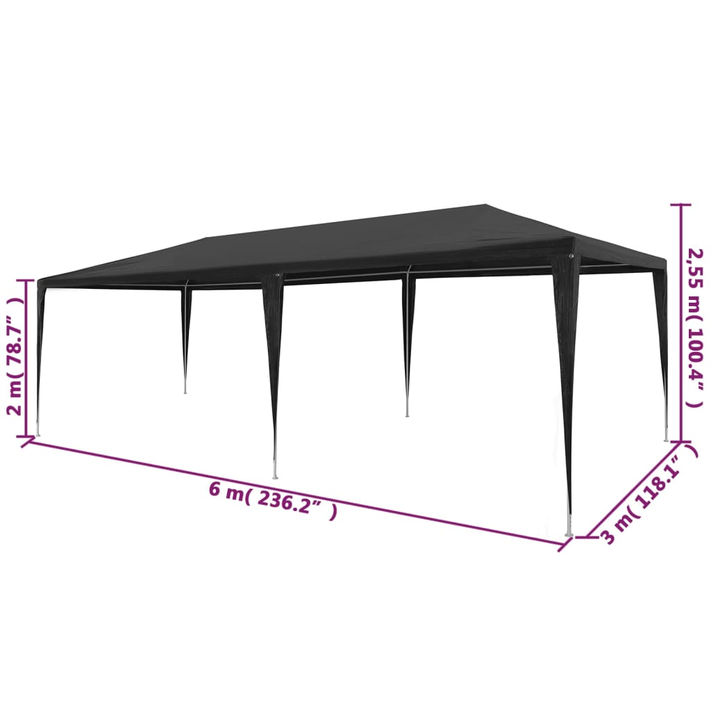 Partyzelt 3x6 m PE Anthrazit