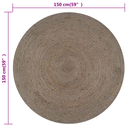 Teppich Handgefertigt Jute Rund 150 cm Grau