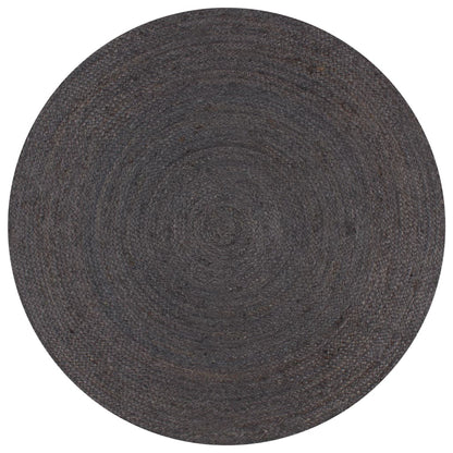 Teppich Handgefertigt Jute Rund 90 cm Dunkelgrau