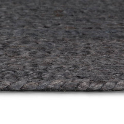 Teppich Handgefertigt Jute Rund 90 cm Dunkelgrau