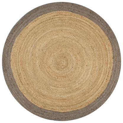 Teppich Handgefertigt Jute mit Grauem Rand 120 cm