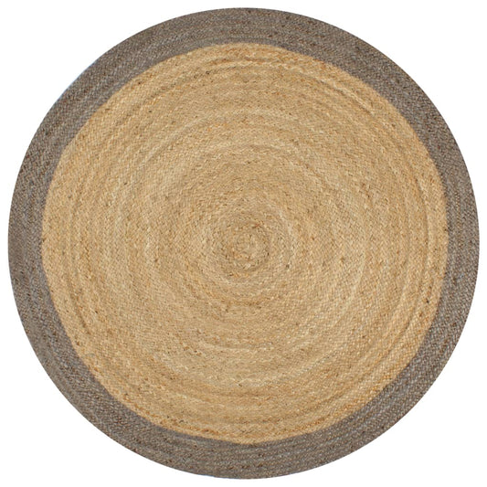 Teppich Handgefertigt Jute mit Grauem Rand 120 cm