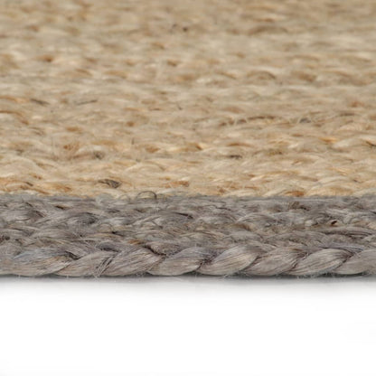 Teppich Handgefertigt Jute mit Grauem Rand 120 cm