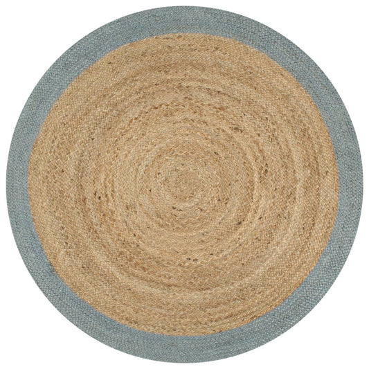 Teppich Handgefertigt Jute mit Olivgrünem Rand 150 cm