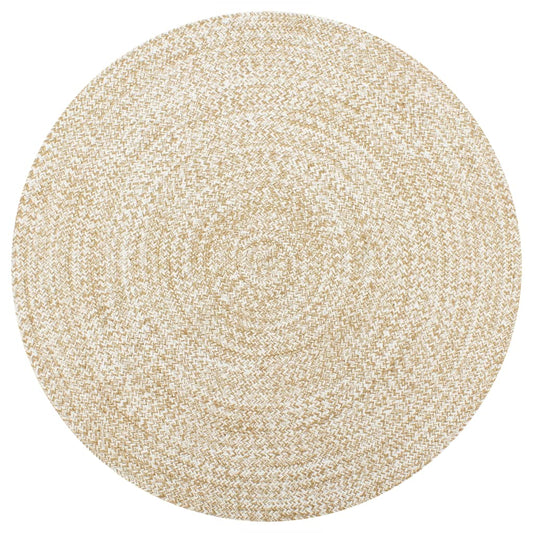 Teppich Handgefertigt Jute Weiß und Natur 150 cm