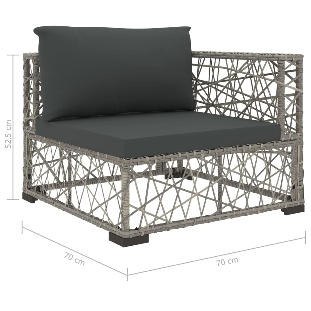 10-tlg. Garten-Lounge-Set mit Auflagen Poly Rattan Grau