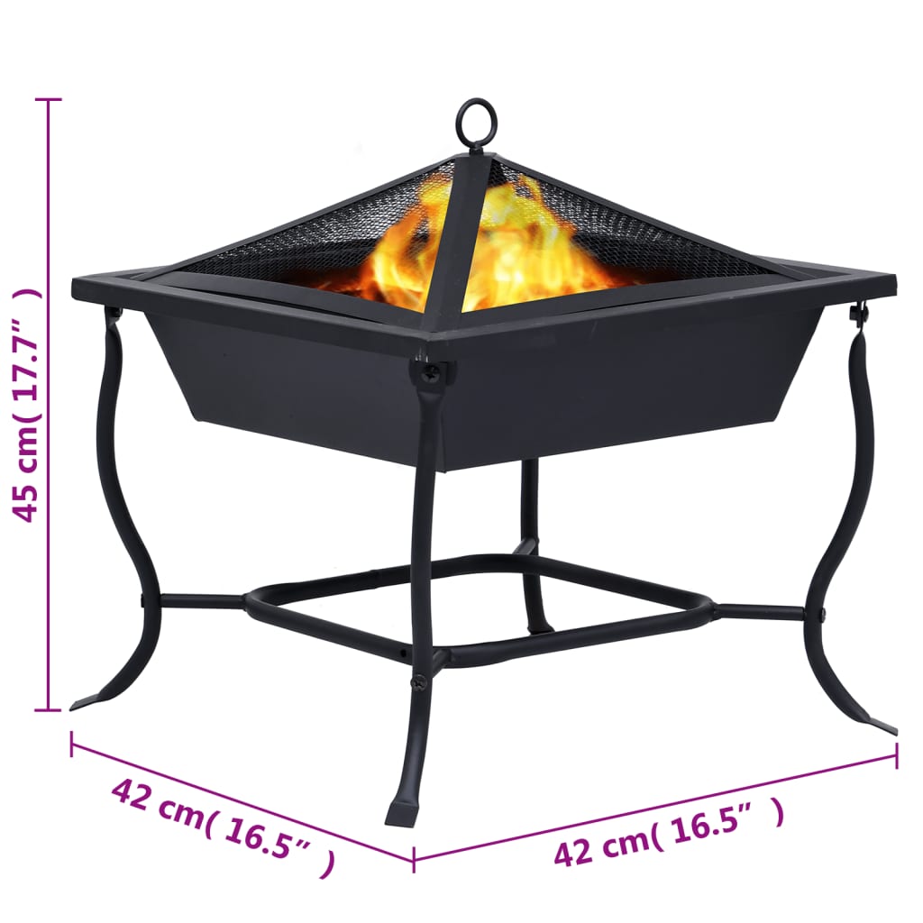 Feuerstelle Schwarz 42x42x45 cm Stahl