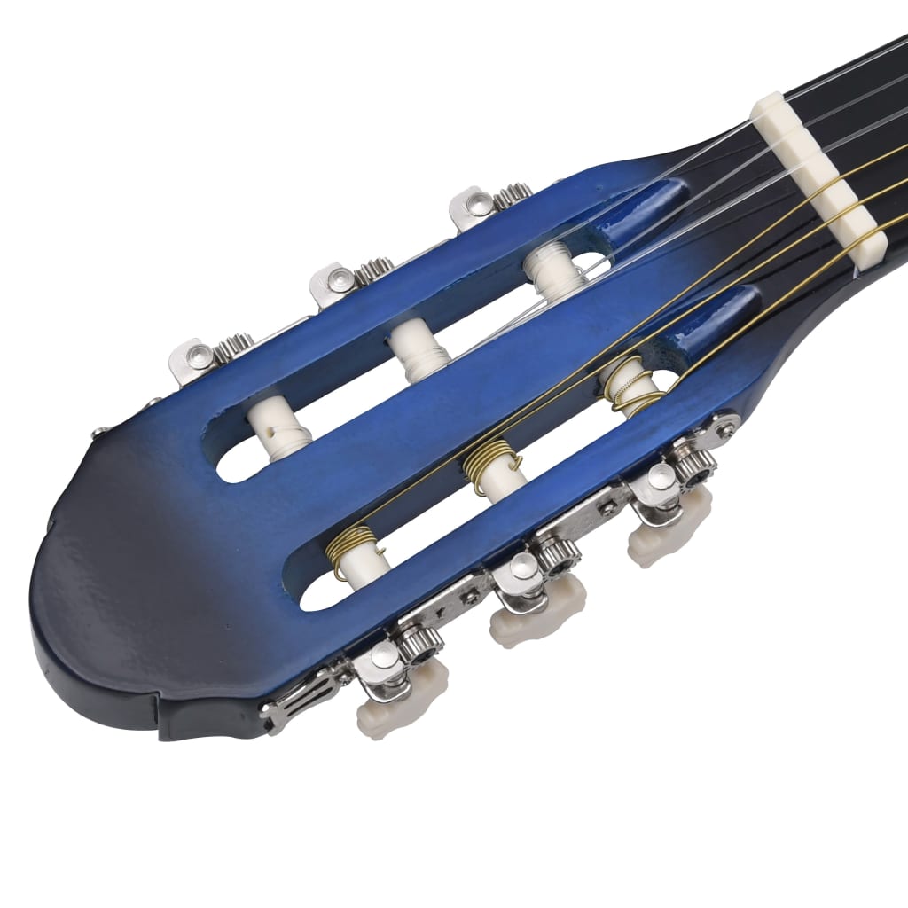 12-tlg. Klassikgitarren-Set für Anfänger Blau 4/4 39"