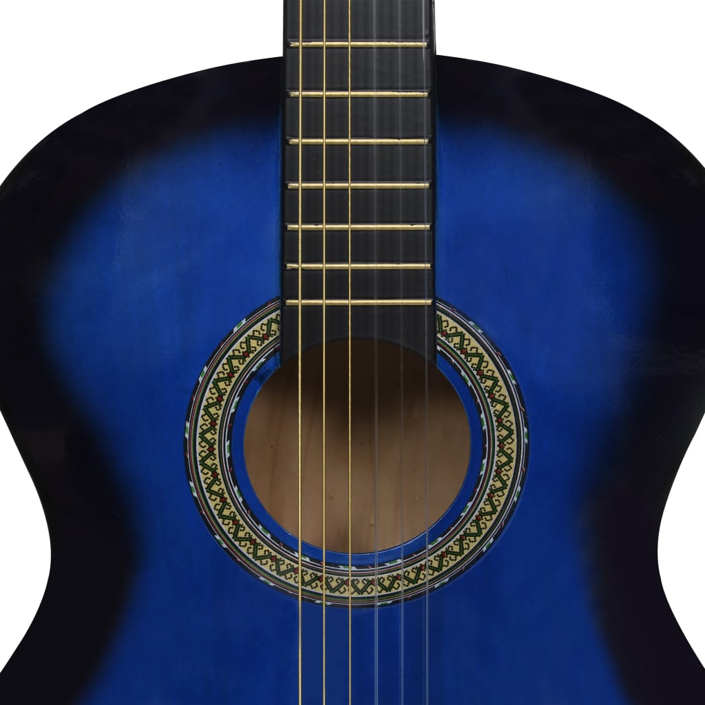 12-tlg. Klassikgitarren-Set für Anfänger Blau 4/4 39"