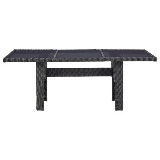Garten-Esstisch Schwarz 200x100x74 cm Glas und Poly Rattan