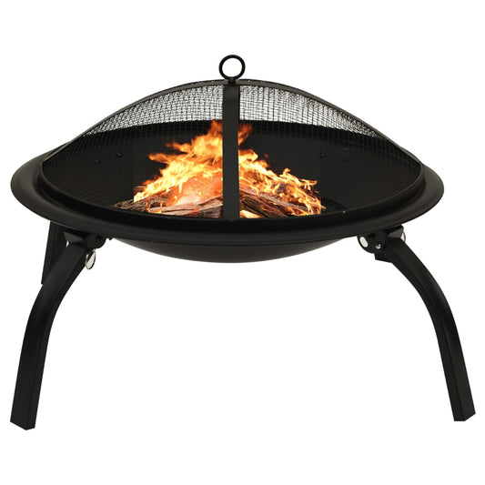 2-in-1 Feuerstelle und Grill mit Schürhaken 56x56x49 cm Stahl