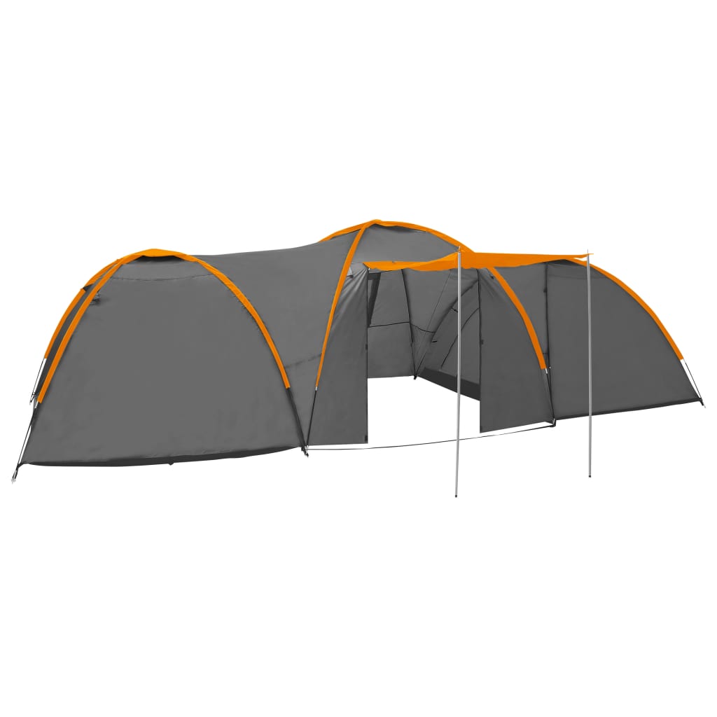 Camping-Zelt Iglu 650x240x190 cm 8 Personen Grau und Orange