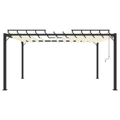 Pergola mit Lamellendach 3x4 m Creme Stoff und Aluminium