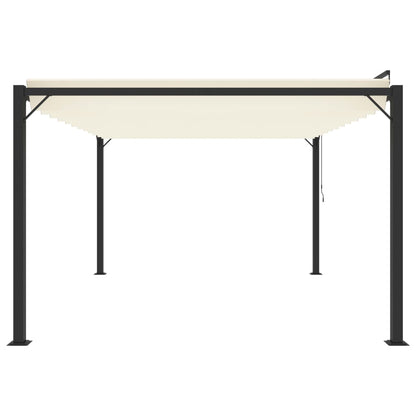 Pergola mit Lamellendach 3x4 m Creme Stoff und Aluminium