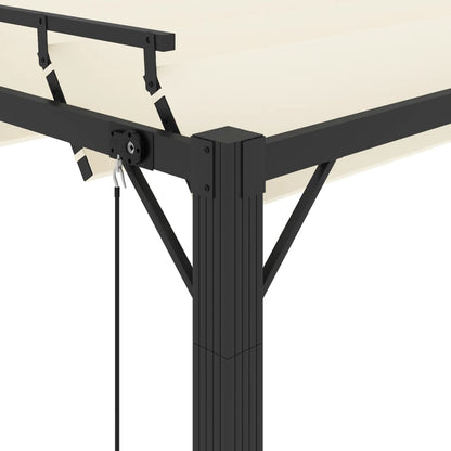 Pergola mit Lamellendach 3x4 m Creme Stoff und Aluminium