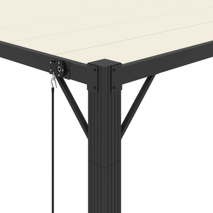 Pergola mit Lamellendach 3x4 m Creme Stoff und Aluminium
