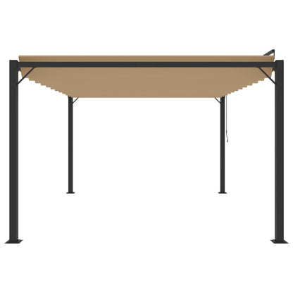Pergola mit Lamellendach 3x4 m Taupe Stoff und Aluminium
