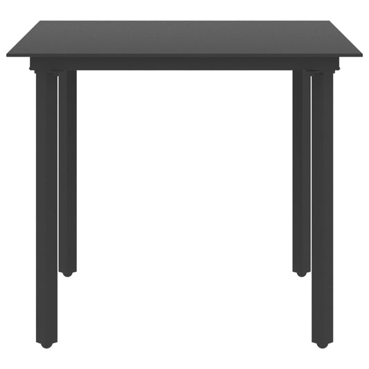 Garten-Esstisch Schwarz 80x80x74 cm Stahl und Glas